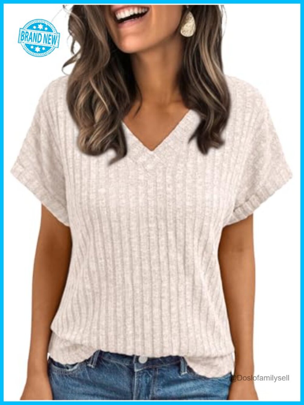 Womens Short Sleeve V Neck Tunic Top Soft Lightweight Casual